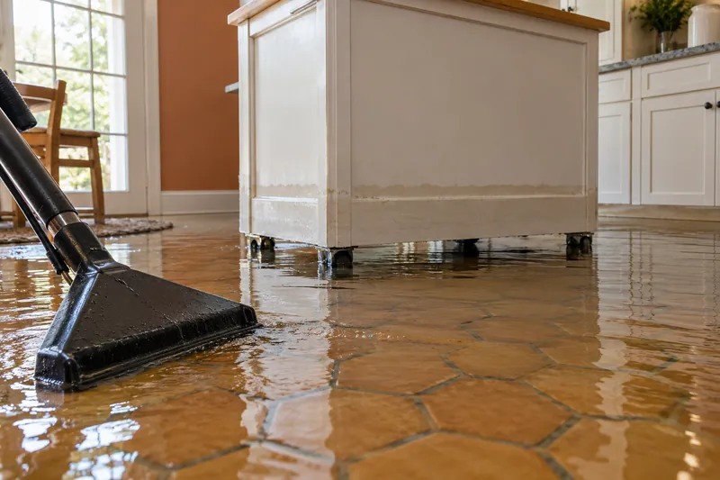 Water Extraction in Cleburne — extraction nozzle at a visible floor waterline