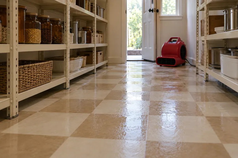 Water Extraction in Cleburne — damp pantry floor and follow-up equipment